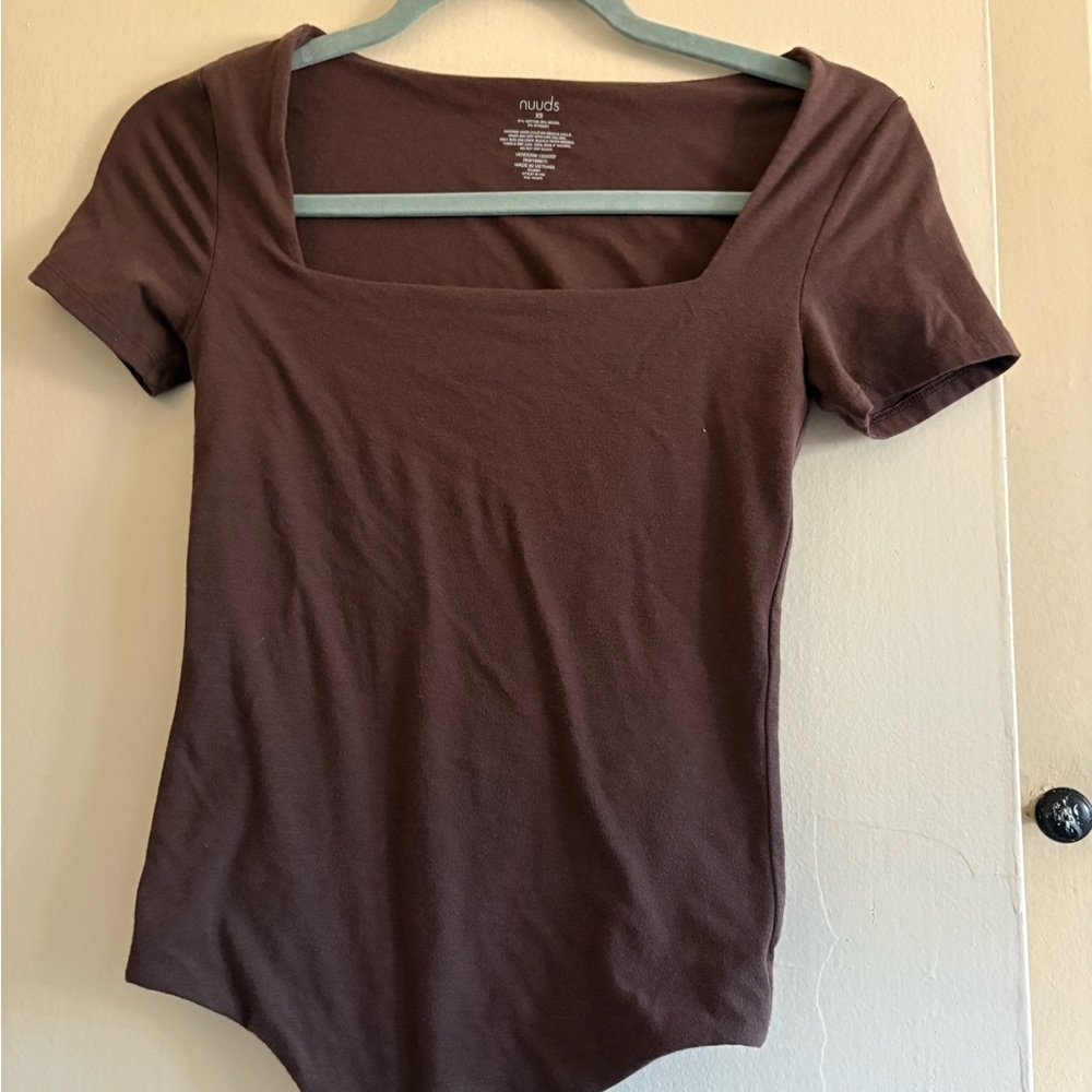 Nuuds Brown Square Neck Bodysuit